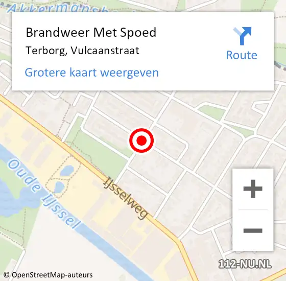 Locatie op kaart van de 112 melding: Brandweer Met Spoed Naar Terborg, Vulcaanstraat op 10 maart 2021 14:33