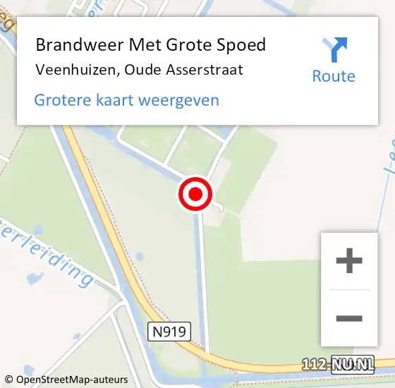 Locatie op kaart van de 112 melding: Brandweer Met Grote Spoed Naar Veenhuizen, Oude Asserstraat op 11 maart 2021 04:39