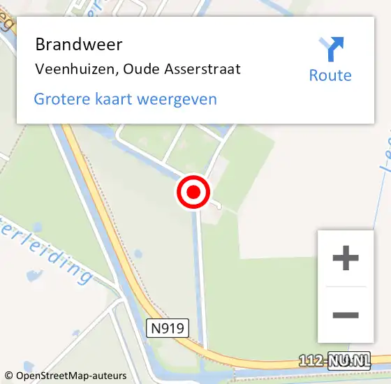 Locatie op kaart van de 112 melding: Brandweer Veenhuizen, Oude Asserstraat op 11 maart 2021 04:42