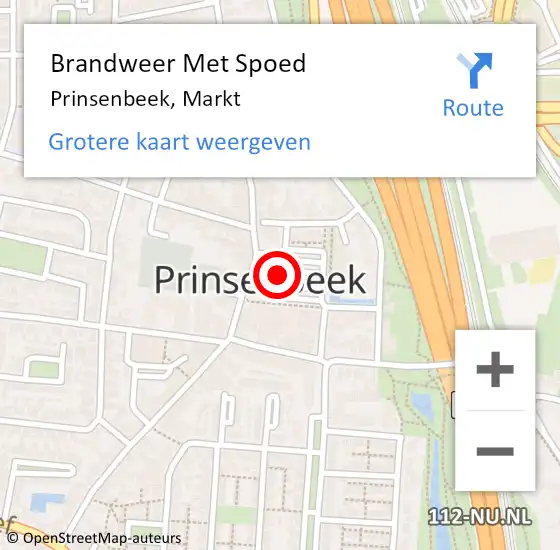 Locatie op kaart van de 112 melding: Brandweer Met Spoed Naar Prinsenbeek, Markt op 11 maart 2021 09:54