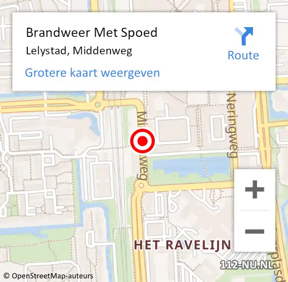 Locatie op kaart van de 112 melding: Brandweer Met Spoed Naar Lelystad, Middenweg op 11 maart 2021 10:16