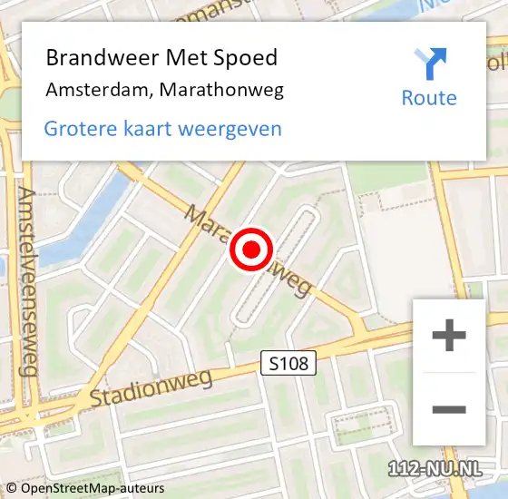 Locatie op kaart van de 112 melding: Brandweer Met Spoed Naar Amsterdam, Marathonweg op 11 maart 2021 11:06