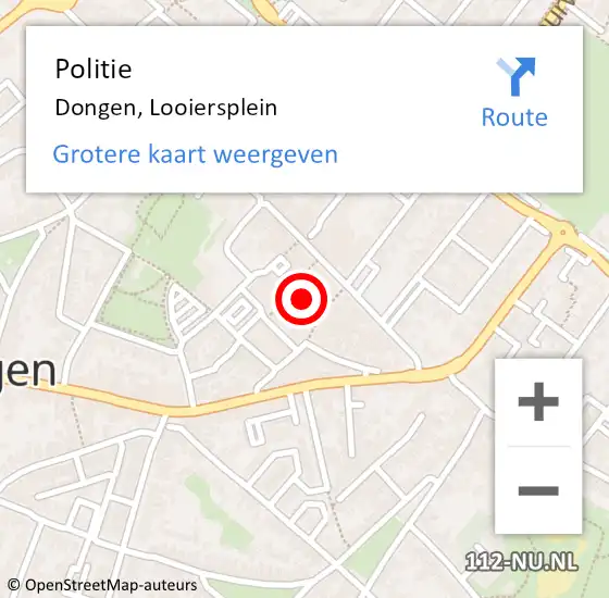 Locatie op kaart van de 112 melding: Politie Dongen, Looiersplein op 11 maart 2021 11:23