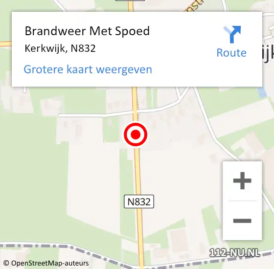 Locatie op kaart van de 112 melding: Brandweer Met Spoed Naar Kerkwijk, Walderweg op 11 maart 2021 12:41