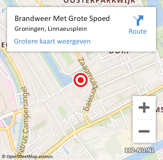 Locatie op kaart van de 112 melding: Brandweer Met Grote Spoed Naar Groningen, Linnaeusplein op 4 juni 2014 14:39