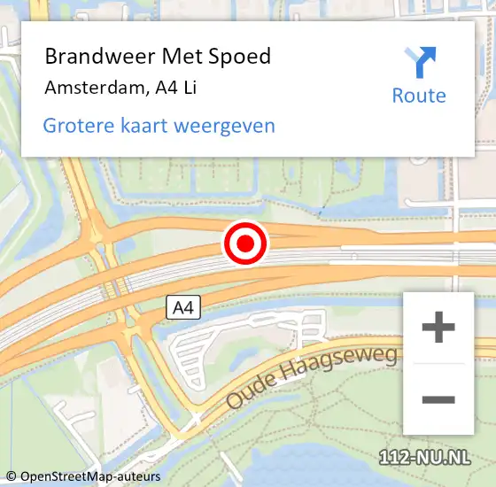 Locatie op kaart van de 112 melding: Brandweer Met Spoed Naar Amsterdam, A4 Li op 11 maart 2021 18:25