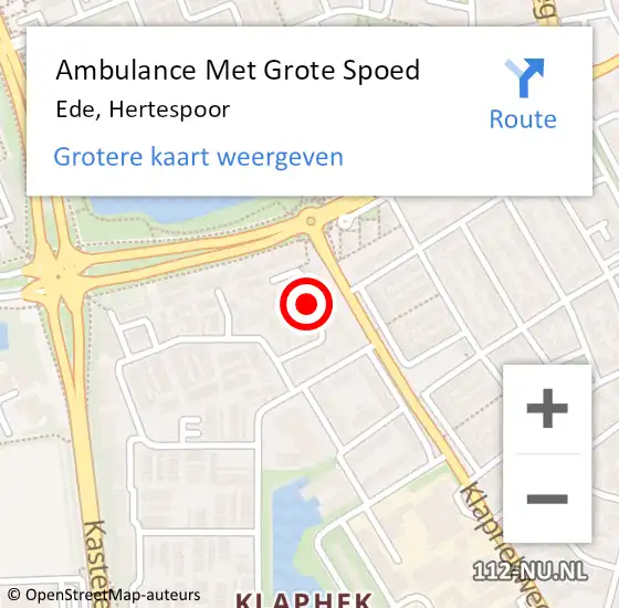 Locatie op kaart van de 112 melding: Ambulance Met Grote Spoed Naar Ede, Hertespoor op 12 maart 2021 06:55