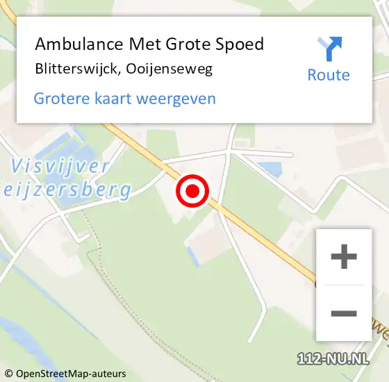 Locatie op kaart van de 112 melding: Ambulance Met Grote Spoed Naar Blitterswijck, Ooijenseweg op 12 maart 2021 10:14