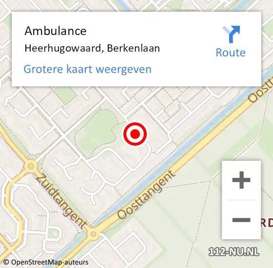 Locatie op kaart van de 112 melding: Ambulance Heerhugowaard, Berkenlaan op 12 maart 2021 12:15
