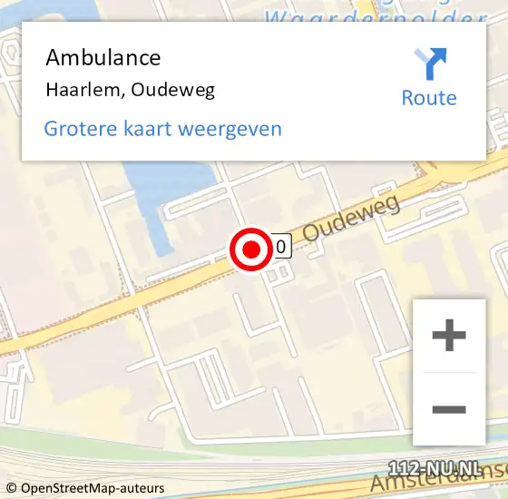 Locatie op kaart van de 112 melding: Ambulance Haarlem, Oudeweg op 12 maart 2021 13:14