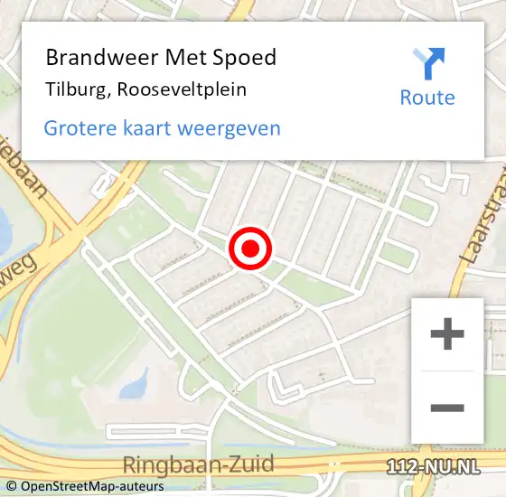 Locatie op kaart van de 112 melding: Brandweer Met Spoed Naar Tilburg, Rooseveltplein op 12 maart 2021 20:09