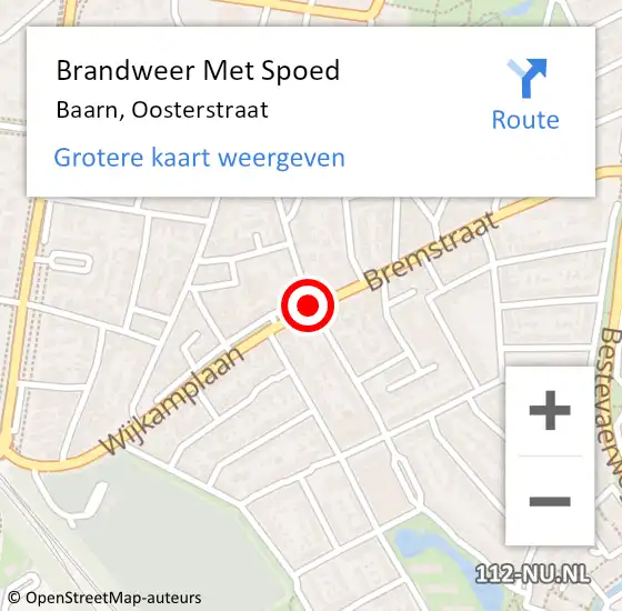 Locatie op kaart van de 112 melding: Brandweer Met Spoed Naar Baarn, Oosterstraat op 13 maart 2021 11:04