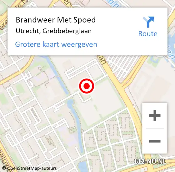 Locatie op kaart van de 112 melding: Brandweer Met Spoed Naar Utrecht, Grebbeberglaan op 13 maart 2021 13:06