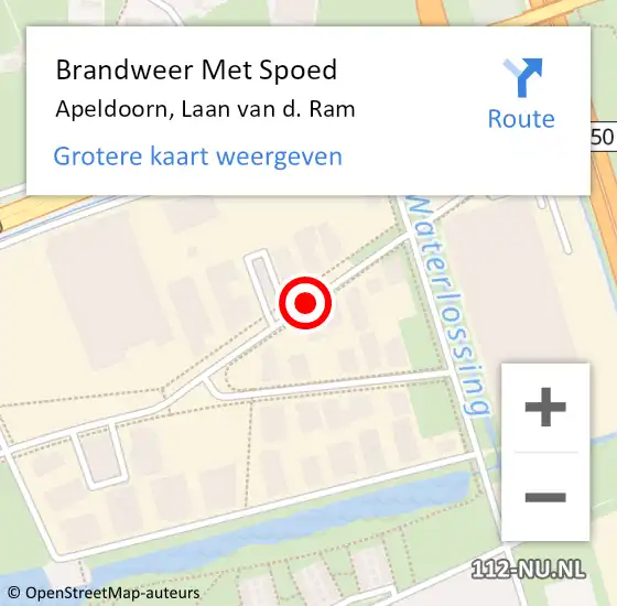 Locatie op kaart van de 112 melding: Brandweer Met Spoed Naar Apeldoorn, Laan van d. Ram op 13 maart 2021 16:14