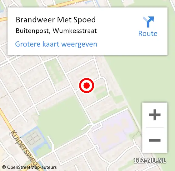 Locatie op kaart van de 112 melding: Brandweer Met Spoed Naar Buitenpost, Wumkesstraat op 13 maart 2021 16:52
