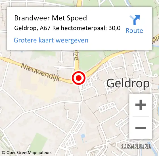 Locatie op kaart van de 112 melding: Brandweer Met Spoed Naar Geldrop, Geldrop op 13 maart 2021 18:03