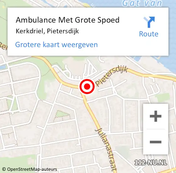 Locatie op kaart van de 112 melding: Ambulance Met Grote Spoed Naar Kerkdriel, Pietersdijk op 13 maart 2021 18:41
