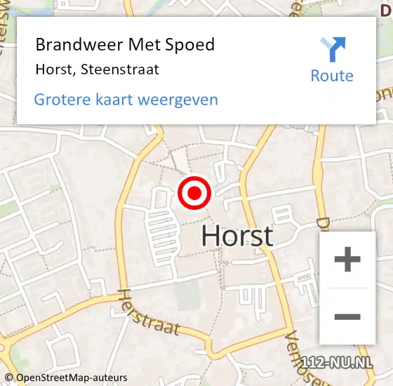 Locatie op kaart van de 112 melding: Brandweer Met Spoed Naar Horst, Steenstraat op 13 maart 2021 20:13