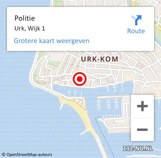 Locatie op kaart van de 112 melding: Politie Urk, Wijk 1 op 13 maart 2021 23:09
