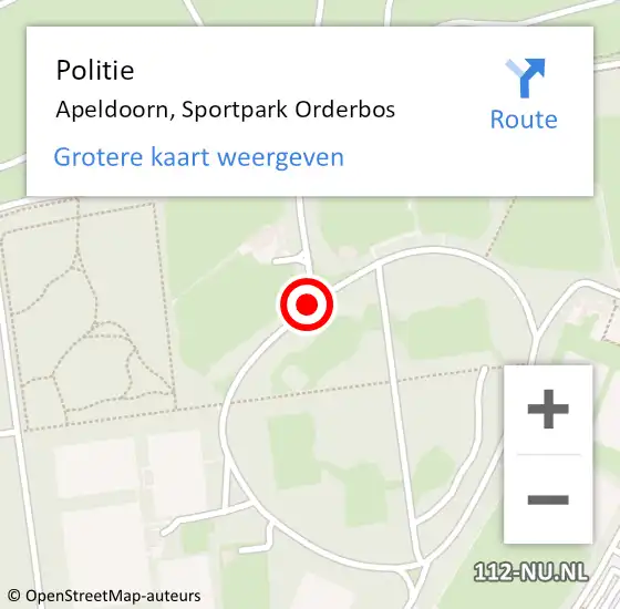 Locatie op kaart van de 112 melding: Politie Apeldoorn, Sportpark Orderbos op 14 maart 2021 15:35