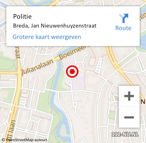 Locatie op kaart van de 112 melding: Politie Breda, Jan Nieuwenhuyzenstraat op 15 maart 2021 08:12