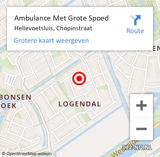 Locatie op kaart van de 112 melding: Ambulance Met Grote Spoed Naar Hellevoetsluis, Chopinstraat op 15 maart 2021 09:20