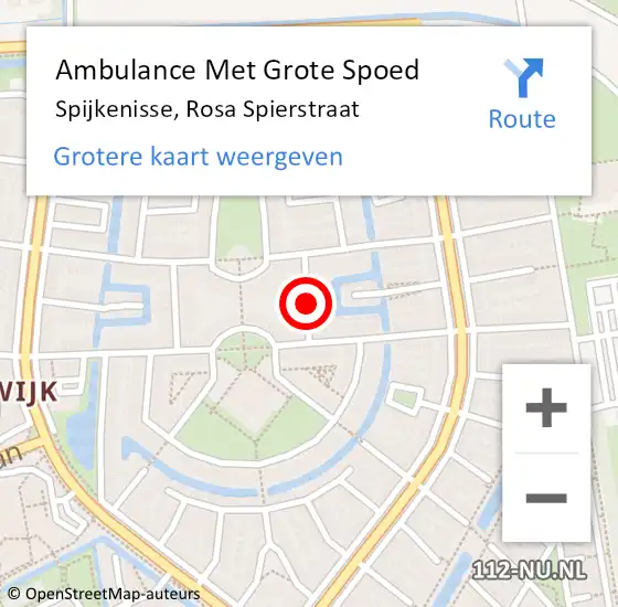 Locatie op kaart van de 112 melding: Ambulance Met Grote Spoed Naar Spijkenisse, Rosa Spierstraat op 15 maart 2021 12:23