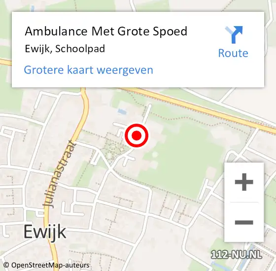 Locatie op kaart van de 112 melding: Ambulance Met Grote Spoed Naar Ewijk, Schoolpad op 15 maart 2021 21:25