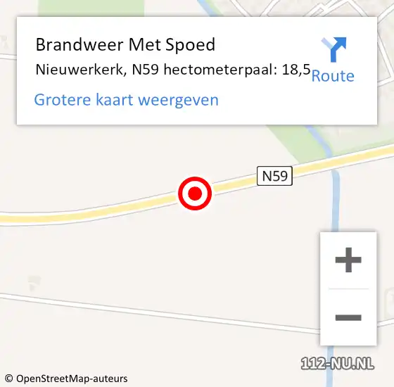 Locatie op kaart van de 112 melding: Brandweer Met Spoed Naar Nieuwerkerk, N59 op 16 maart 2021 07:57