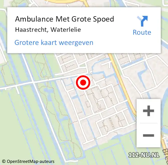Locatie op kaart van de 112 melding: Ambulance Met Grote Spoed Naar Haastrecht, Waterlelie op 5 juni 2014 01:34