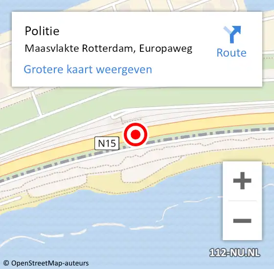 Locatie op kaart van de 112 melding: Politie Maasvlakte Rotterdam, Europaweg op 16 maart 2021 14:51