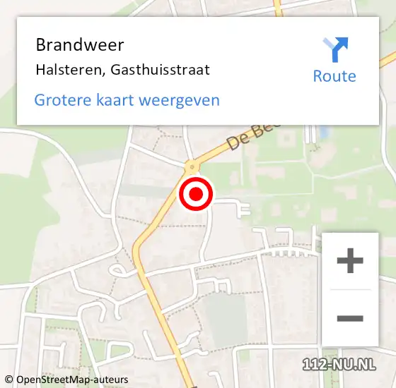Locatie op kaart van de 112 melding: Brandweer Halsteren, Gasthuisstraat op 16 maart 2021 16:15