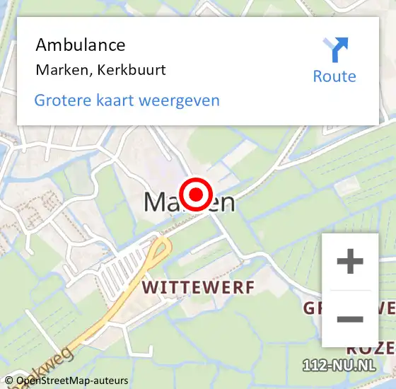 Locatie op kaart van de 112 melding: Ambulance Marken, Kerkbuurt op 16 maart 2021 16:29