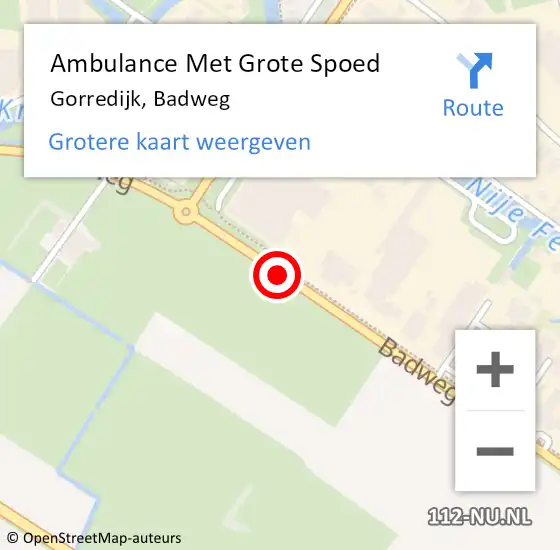 Locatie op kaart van de 112 melding: Ambulance Met Grote Spoed Naar Gorredijk, Badweg op 17 maart 2021 09:02