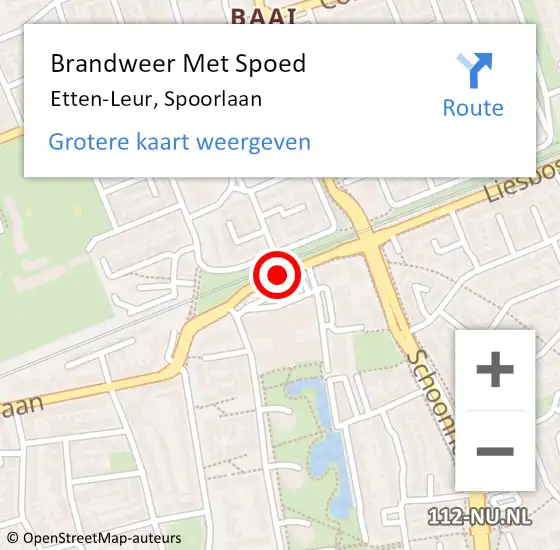 Locatie op kaart van de 112 melding: Brandweer Met Spoed Naar Etten-Leur, Spoorlaan op 17 maart 2021 14:57