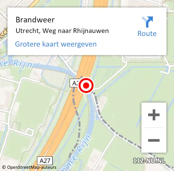 Locatie op kaart van de 112 melding: Brandweer Utrecht, Weg naar Rhijnauwen op 17 maart 2021 16:04
