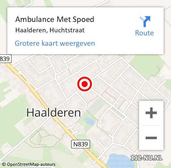 Locatie op kaart van de 112 melding: Ambulance Met Spoed Naar Haalderen, Huchtstraat op 17 maart 2021 17:14