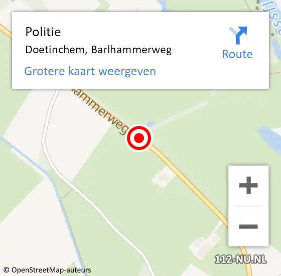 Locatie op kaart van de 112 melding: Politie Doetinchem, Barlhammerweg op 17 maart 2021 18:00