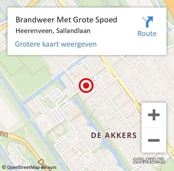 Locatie op kaart van de 112 melding: Brandweer Met Grote Spoed Naar Heerenveen, Sallandlaan op 17 maart 2021 19:16