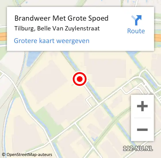Locatie op kaart van de 112 melding: Brandweer Met Grote Spoed Naar Tilburg, Belle Van Zuylenstraat op 17 maart 2021 20:38
