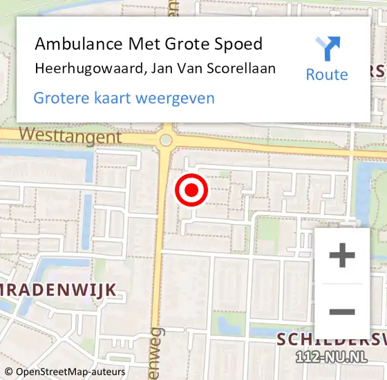 Locatie op kaart van de 112 melding: Ambulance Met Grote Spoed Naar Heerhugowaard, Jan Van Scorellaan op 17 maart 2021 23:04