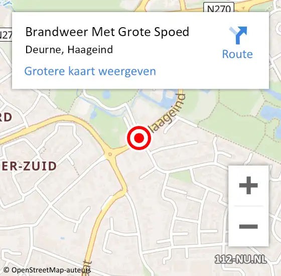 Locatie op kaart van de 112 melding: Brandweer Met Grote Spoed Naar Deurne, Haageind op 18 maart 2021 00:29