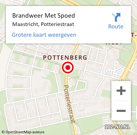 Locatie op kaart van de 112 melding: Brandweer Met Spoed Naar Maastricht, Potteriestraat op 18 maart 2021 08:06