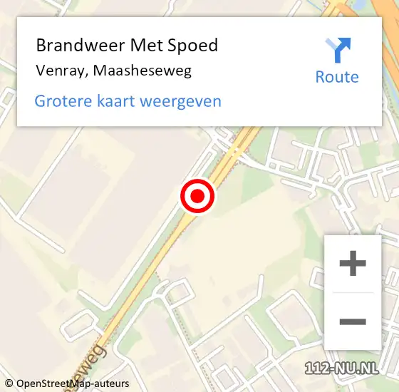 Locatie op kaart van de 112 melding: Brandweer Met Spoed Naar Venray, Maasheseweg op 18 maart 2021 11:00