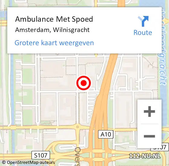 Locatie op kaart van de 112 melding: Ambulance Met Spoed Naar Amsterdam, Wilnisgracht op 18 maart 2021 11:18