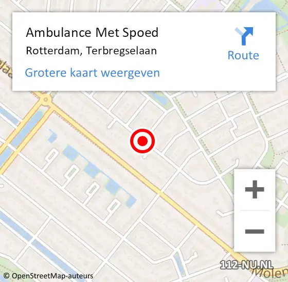 Locatie op kaart van de 112 melding: Ambulance Met Spoed Naar Rotterdam, Terbregselaan op 18 maart 2021 12:28