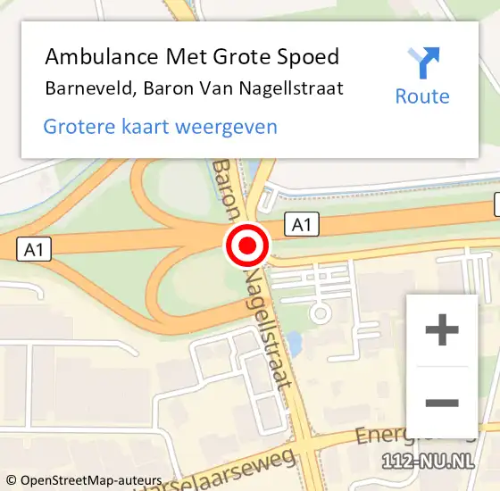Locatie op kaart van de 112 melding: Ambulance Met Grote Spoed Naar Barneveld, Baron Van Nagellstraat op 18 maart 2021 17:32