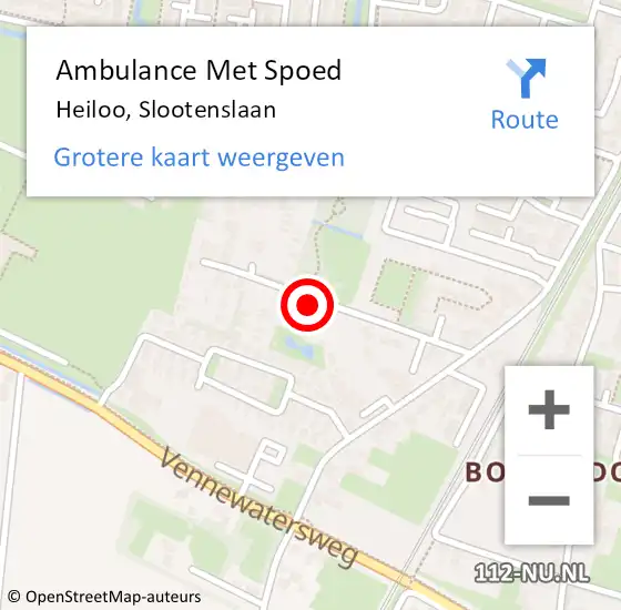 Locatie op kaart van de 112 melding: Ambulance Met Spoed Naar Heiloo, Slootenslaan op 18 maart 2021 17:58