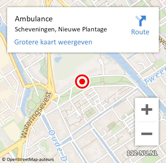 Locatie op kaart van de 112 melding: Ambulance Scheveningen, Nieuwe Plantage op 19 maart 2021 10:31