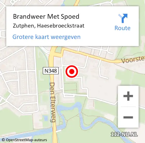 Locatie op kaart van de 112 melding: Brandweer Met Spoed Naar Zutphen, Haesebroeckstraat op 19 maart 2021 14:01